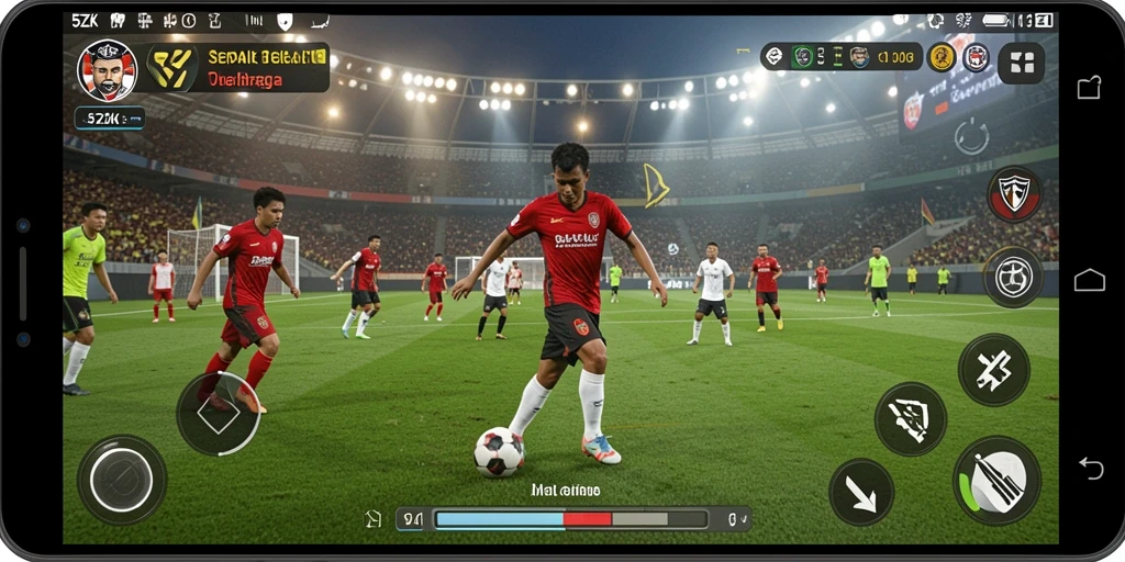 Tangkapan layar utama 5ZK menampilkan aksi sepak bola yang seru.