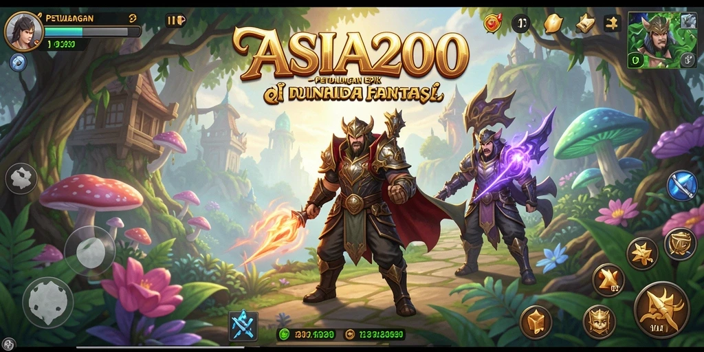 Screenshot utama ASIA200 menampilkan pertarungan epik di dunia RPG.