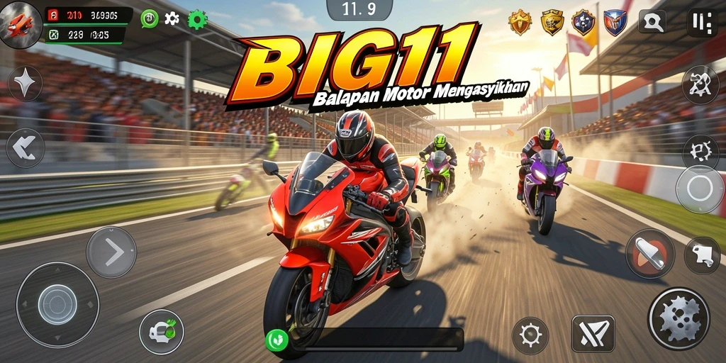 Tampilan seru gameplay balapan motor di BIG11.