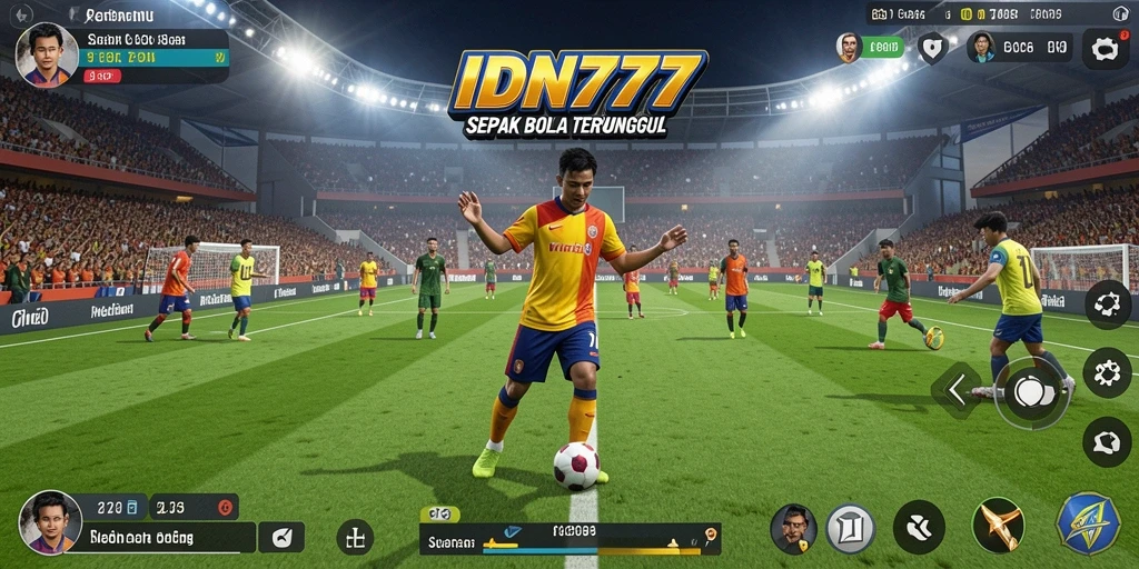 Tampilan gameplay IDN777 dengan grafis sepak bola yang menarik.