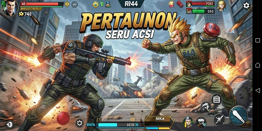 Tangkapan layar gameplay <strong>RR44</strong> menampilkan pertarungan seru dan aksi mendebarkan.