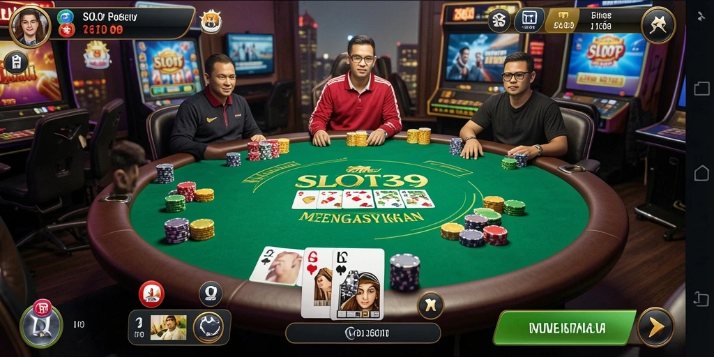 Tampilan gameplay Poker yang seru dan interaktif di SLOT39.